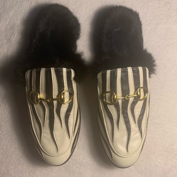 COPY - New Gucci Princeton Leather & Lamb Fur Slides - size 40 - Picture 14 of 15